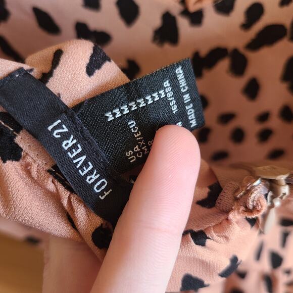 Forever21 Leopard Spot Ruffle Tie Shoulder Maxi Dress Medium Boho Flowy Summer - Picture 5 of 5